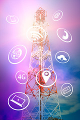 Mobile phone communication antenna tower and icon