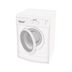 Washing machine isolated flat icon on white background. Washer