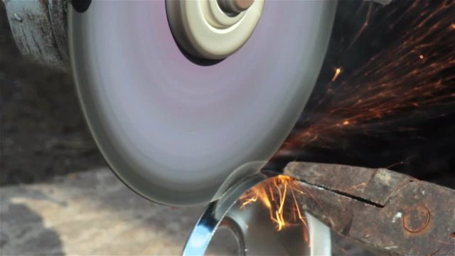 Man working Angle Grinder/Closeup working tools Angle Grinder