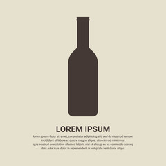 Beer bottle Icon on brown background, Flat design style. Vector illustration eps 10.