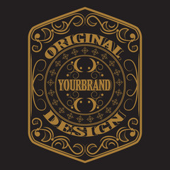 Antique label, vintage frame design, retro logo.
