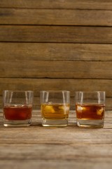 Three glasses of whiskey