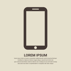 Smartphone icon on brown background, flat design style. Vector illustration eps 10.