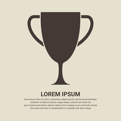 Trophy cup icon on brown background, Flat design style. Vector illustration eps 10.