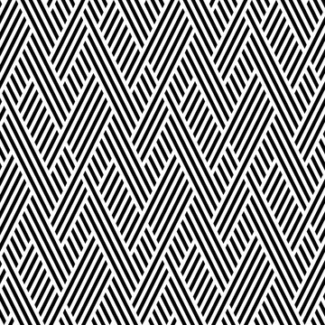 Vector seamless pattern. Modern stylish texture. Monochrome geometric pattern from intersecting strips.
