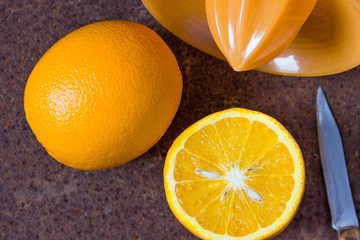 Juicy orange in a cut.