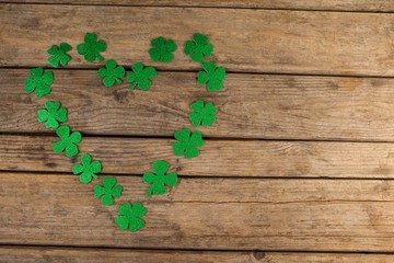 St Patricks Day shamrocks forming heart shape