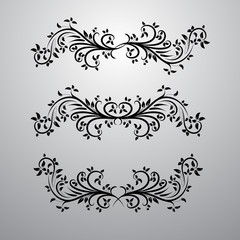 Vintage decor elements vector set. Vector wicker lines. Floral calligraphic elegant ornament
