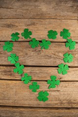 St Patricks Day shamrocks forming heart shape