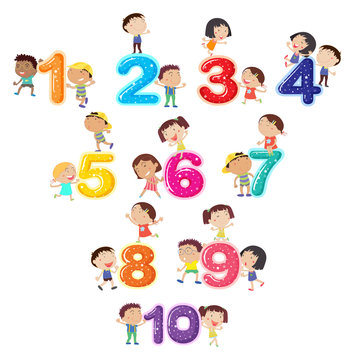 Happy children and numbers
