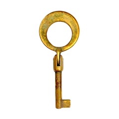 Antique Old KEY isolated on white background, without shadow.