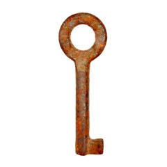 Antique Old KEY isolated on white background, without shadow.