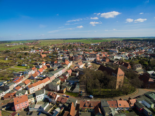 Obraz premium aerial view of a old small town with church in germany