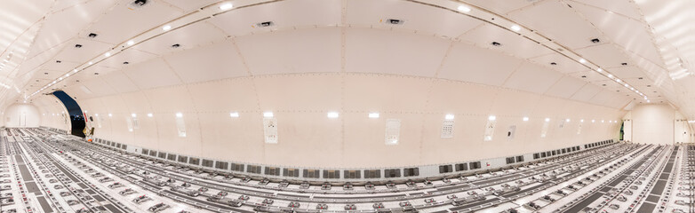 panorama inside air cargo freighter