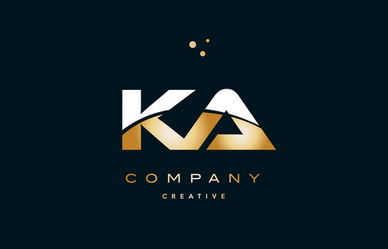 ka k a  white yellow gold golden luxury alphabet letter logo icon template