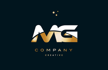 mg m g  white yellow gold golden luxury alphabet letter logo icon template - obrazy, fototapety, plakaty