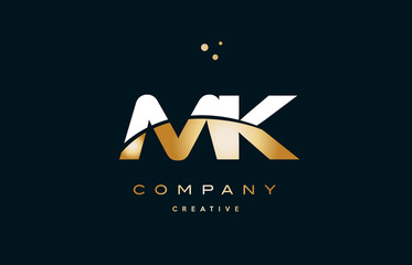 Fototapeta premium mk m k white yellow gold golden luxury alphabet letter logo icon template