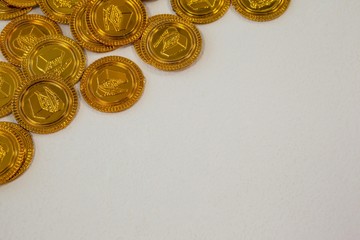 St. Patricks Day close-up of chocolate gold coins