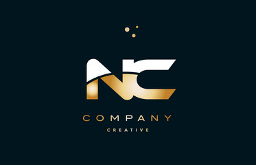 nc n c  white yellow gold golden luxury alphabet letter logo icon template