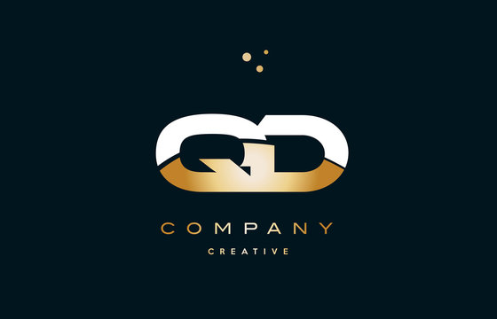 qd q d  white yellow gold golden luxury alphabet letter logo icon template