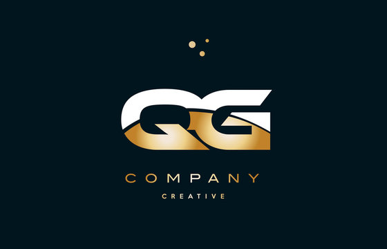 qg q g  white yellow gold golden luxury alphabet letter logo icon template