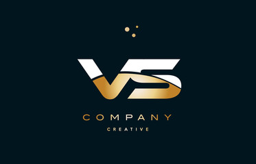 vs v s  white yellow gold golden luxury alphabet letter logo icon template
