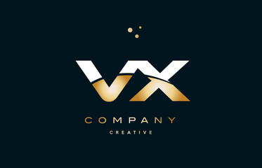 vx v x  white yellow gold golden luxury alphabet letter logo icon template