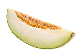 slice of Sharlyn melon a favourite of western Tajikistan and Uzbekistan isolated on white background