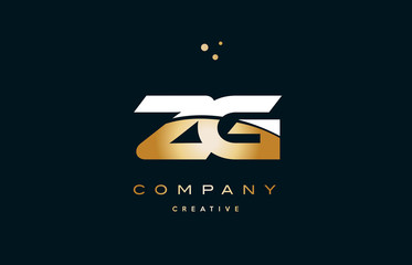 zg z g  white yellow gold golden luxury alphabet letter logo icon template