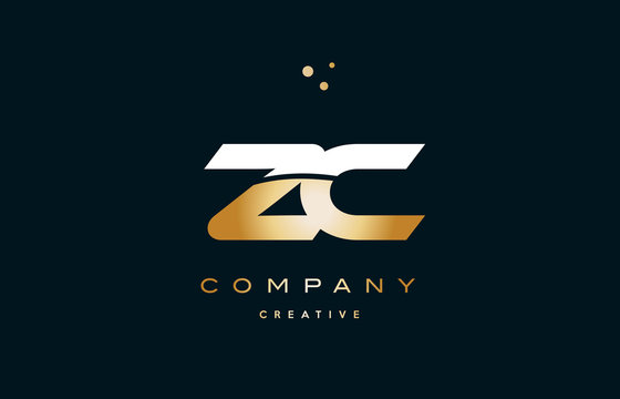 zc z c  white yellow gold golden luxury alphabet letter logo icon template