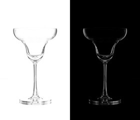 wine glasses isolated on black and white background