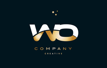 wo w o  white yellow gold golden luxury alphabet letter logo icon template