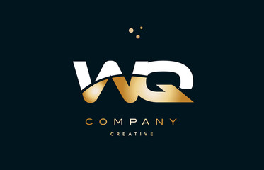 wq w q  white yellow gold golden luxury alphabet letter logo icon template