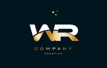 wr w r  white yellow gold golden luxury alphabet letter logo icon template
