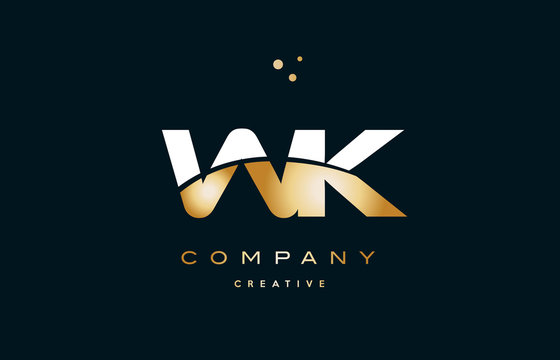 wk w k  white yellow gold golden luxury alphabet letter logo icon template