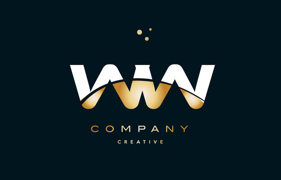 ww w  white yellow gold golden luxury alphabet letter logo icon template