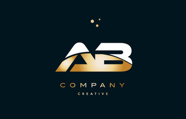 ab a b  white yellow gold golden luxury alphabet letter logo icon template