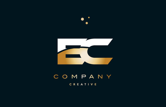 ec e c  white yellow gold golden luxury alphabet letter logo icon template