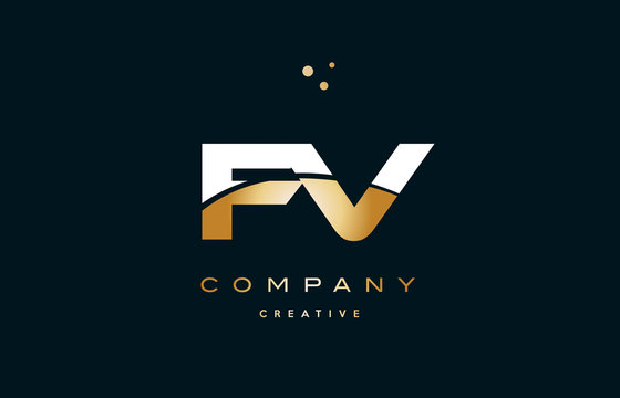 fv f v  white yellow gold golden luxury alphabet letter logo icon template