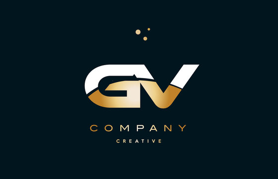 gv g v  white yellow gold golden luxury alphabet letter logo icon template
