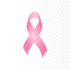 Ribbon pink symbol of breast canser isolated transparent background