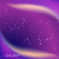 Abstract galaxy background with star constellations, milky way, stardust, nebula and bright shining stars. Cosmic design