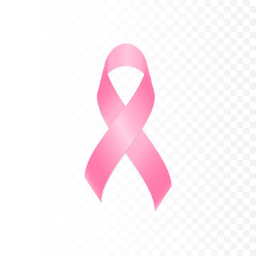 Ribbon pink symbol of breast canser isolated transparent background