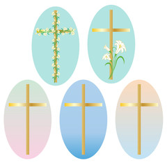 Easter gold cross icons clipart