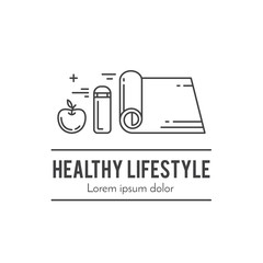 Healthy fitness lifestyle lineart concept
