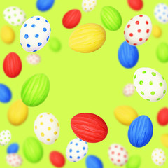 Fototapeta na wymiar Cololrful Easter eggs on green background