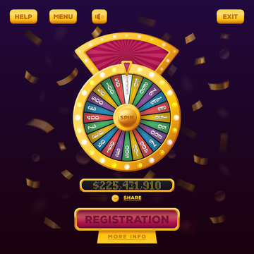 Casino menu web design with wheel of fortune