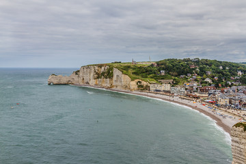 Etretat - turquoise sea, alabaster cliff. Seine-Maritime, France