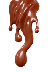A flowing drop of chocolate. 3d illustration, 3d rendering.