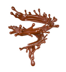 Splash spiral of chocolate. 3d illustration, 3d rendering.